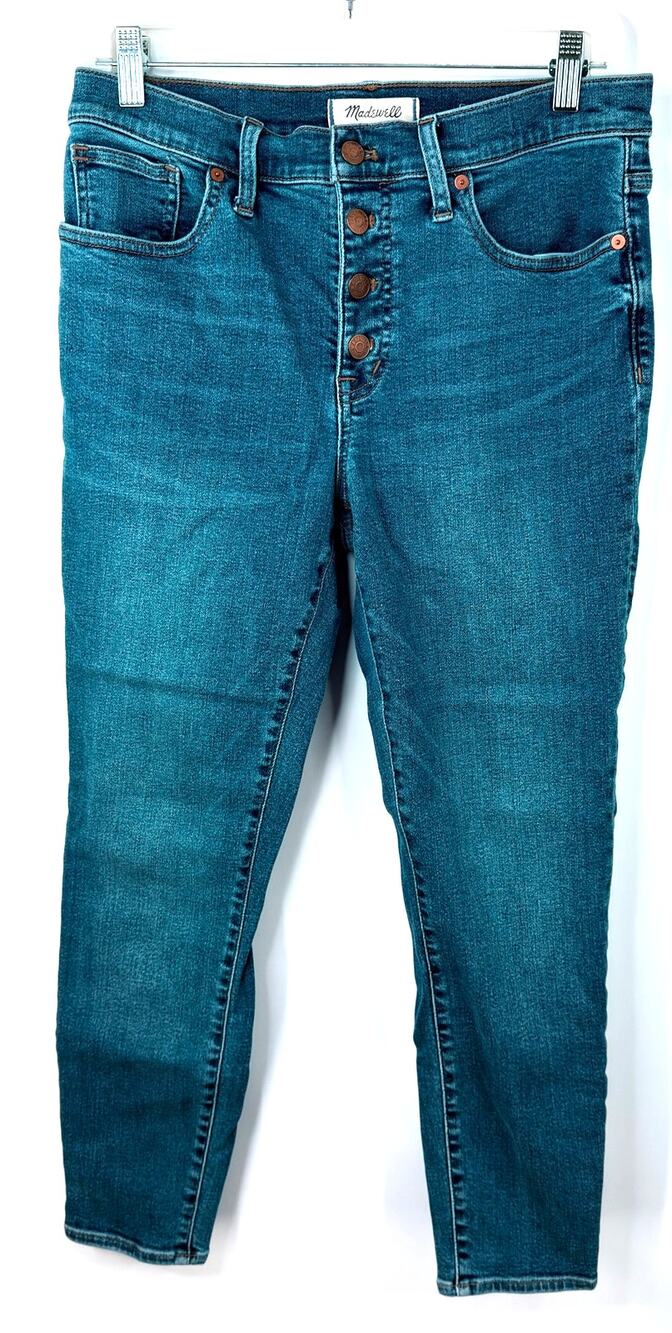 dewell Women's 9" Mid-Rise Skinny Crop Button Fly Jeans SIZE 29